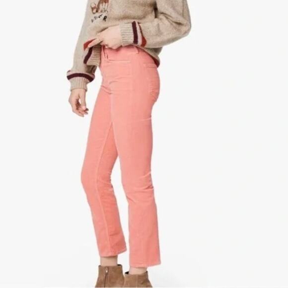 MOTHER The Midrise Dazzler Ankle Hopscotch Corduroy Pants Petal Pink Eraser 24 - Picture 1 of 12